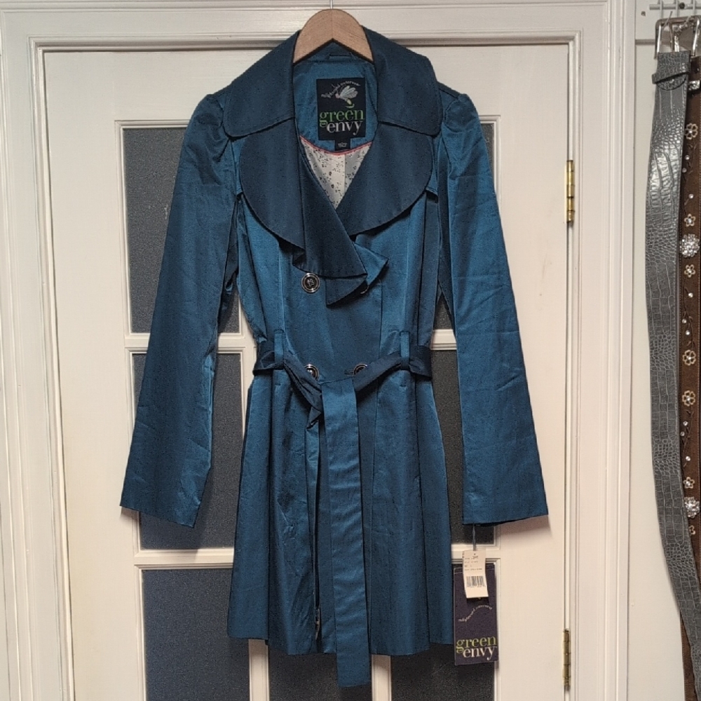 Green Envy Women's Teal Trench Coat